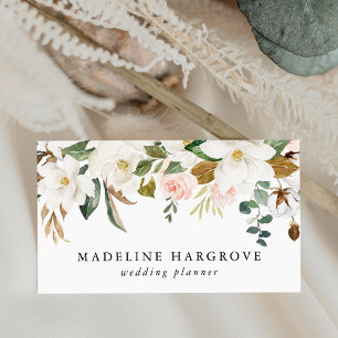 Vattenfärgsvit Magnolias och Blommigt Visitkort