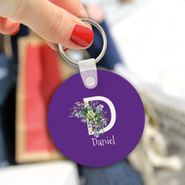 Vattenfärgsvit monokulär lila nyckelring