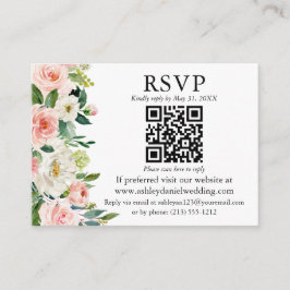 Vattenfärgsvit Rosa Blommigt QR OSA Bröllop Tilläggskort