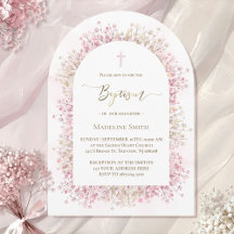 Vattenfärgsvit rosa blommor Baptism