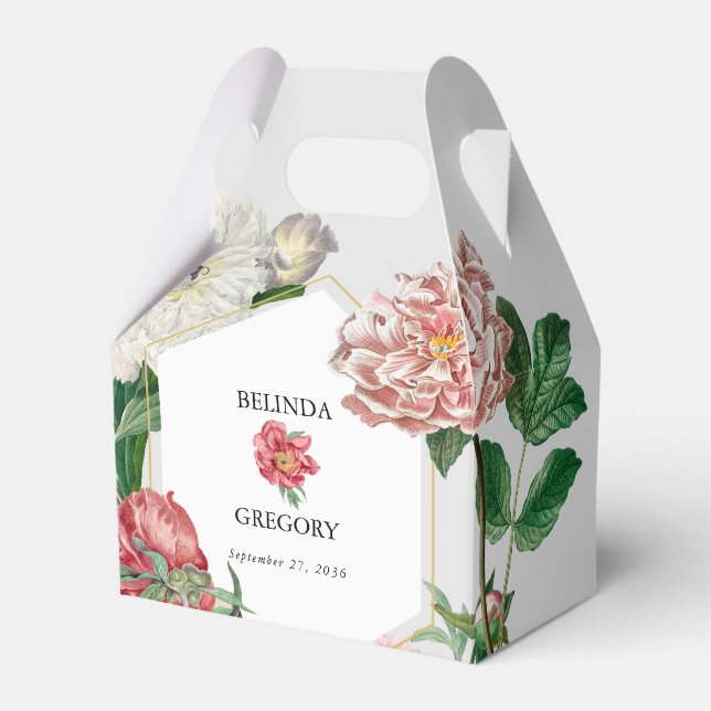 Vattenfärgsvit Rosa Blommor Bröllop Presentaskar (Framsidan Sidan)