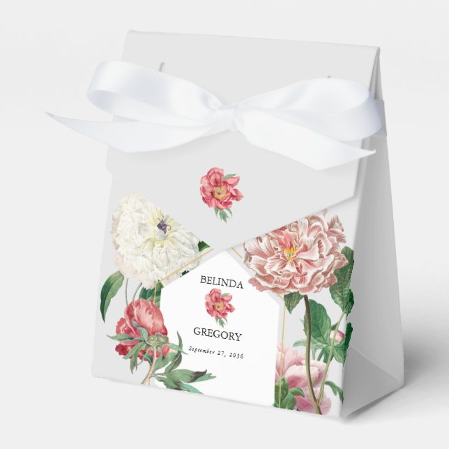 Vattenfärgsvit Rosa Blommor Bröllop Presentaskar (Framsidan Sidan)