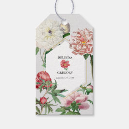 Vattenfärgsvit Rosa Blommor Bröllop Presentetikett