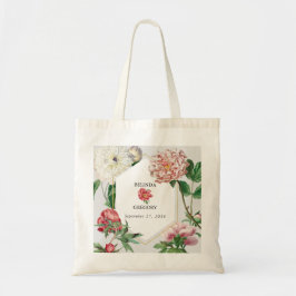 Vattenfärgsvit Rosa Blommor Bröllop Tygkasse