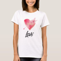 *~* Vattenfärgsvit Rosa Heart & Pil Women White