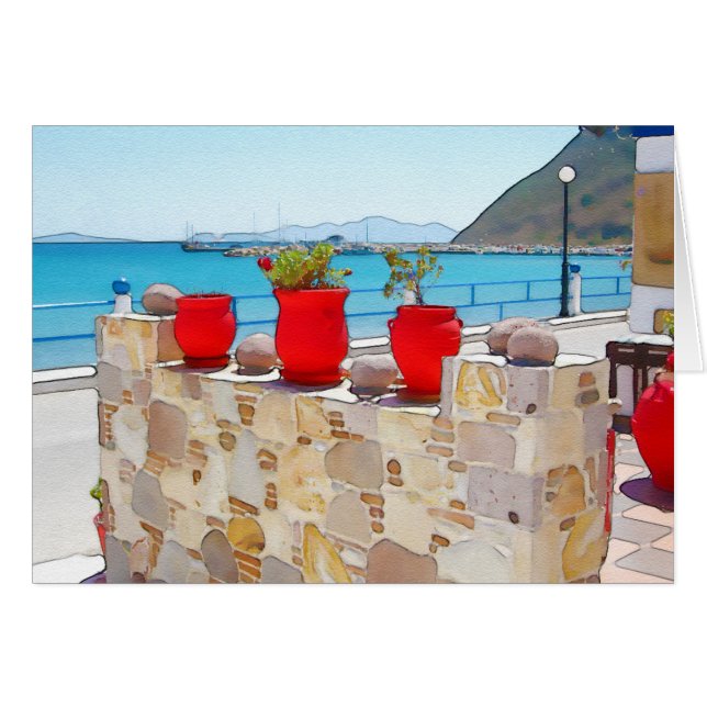 Vattenfärgsvy Hälsningskort (Framsidan Horizontal)