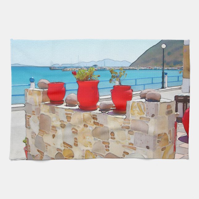 Vattenfärgsvy Kökshandduk (Horisontell)