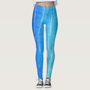 Vattenfärgsvy till havs och strand. leggings