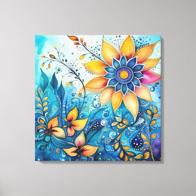 VattenfärgsZen Doodle Canvas Art (Framsida)