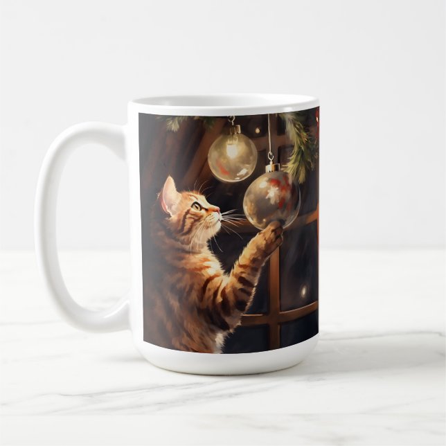 VATTENFÄRGTABELL KITTEN MED CHRISTMAS BOLLAR KAFFEMUGG (Vänster)