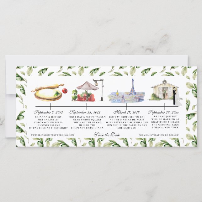 Vattenfärgtidslinje Bröllop spara datum (Framsida)