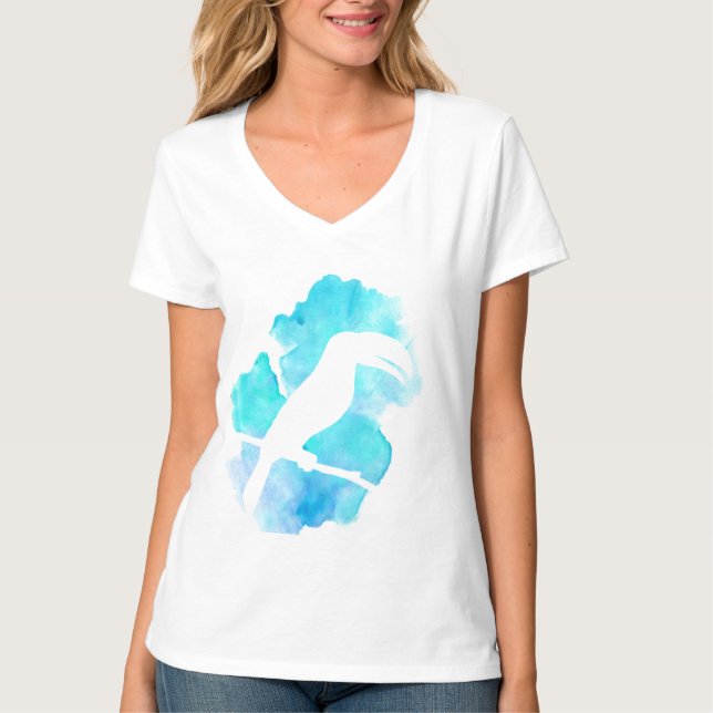 VattenfärgToucan stänk Tee Shirt (Framsida)