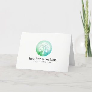 VattenfärgträdYoga och hälsa vikta Notecard Kort
