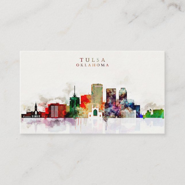 VattenfärgTulsa horisont Visitkort (Framsida)