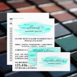 Vattenfärgturkos Brushstroke Makeup Artist Flygblad<br><div class="desc">Skriptfärgturkos Brushstroke Makeup Artist Reklamflygare vid Affärskortet Store.</div>
