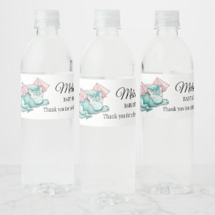 Vattenfärgturkos Sleeping Dragon Baby Shower Vattenflaskor Etikett