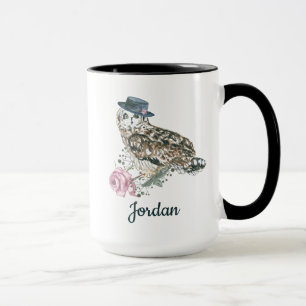 Vattenfärgugglan tillfogar ditt namn mugg