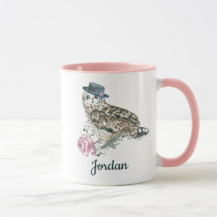 Vattenfärgugglan tillfogar ditt namn mugg