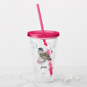 Vattenfärgugglan   tillfogar ditt namn take away mugg
