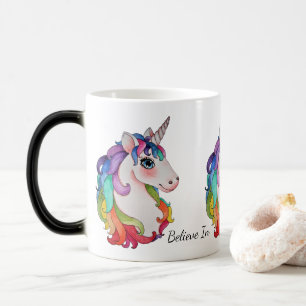 VattenfärgUnicorn med regnbågehår Magisk Mugg