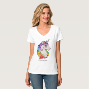 VattenfärgUnicorn med regnbågehår T Shirt
