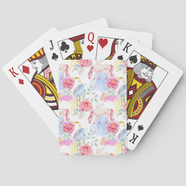 VattenfärgUnicorn & Pegasus mönster Casinokort (Baksidan)