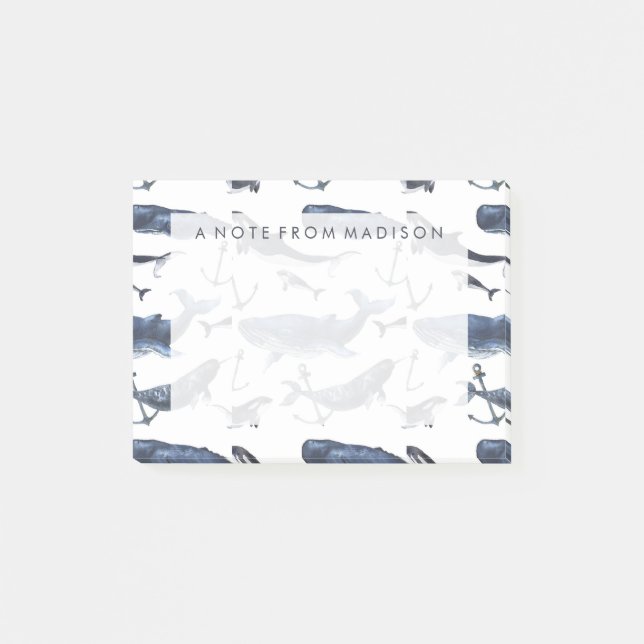 Vattenfärgval & ankrar mönster post-it block (Framsida)