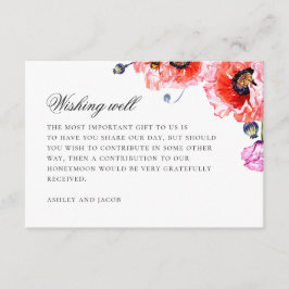 Vattenfärgvallmo. Red blommigt bröllop önskar lyck Tilläggskort