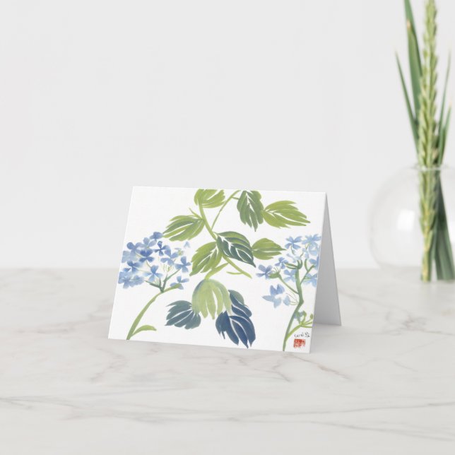 Vattenfärgvanlig hortensia Notecard Tack Kort (Framsida)