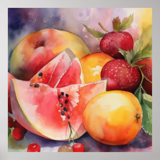 VATTENFÄRGVATTENMELON PHOTO SKRIFT POSTER
