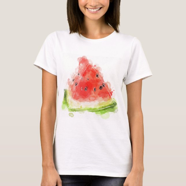 Vattenfärgvattenmelon T Shirt (Framsida)