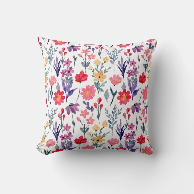 Vattenfärgväxter och blommor kudde (Framsida)