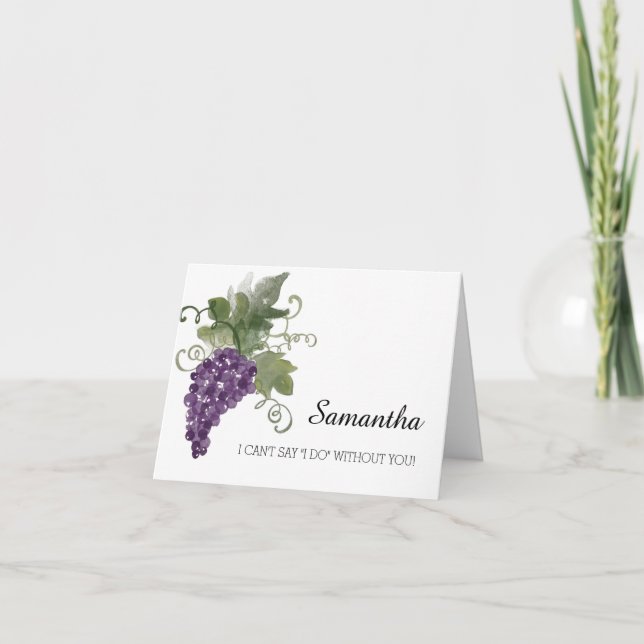 Vattenfärgvinvingård | är min brudtärna? inbjudan (Framsida)