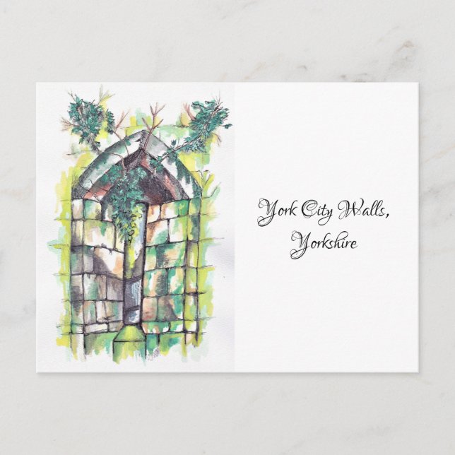 Vattenfärgvykort för stadsväggar vykort (Framsida)