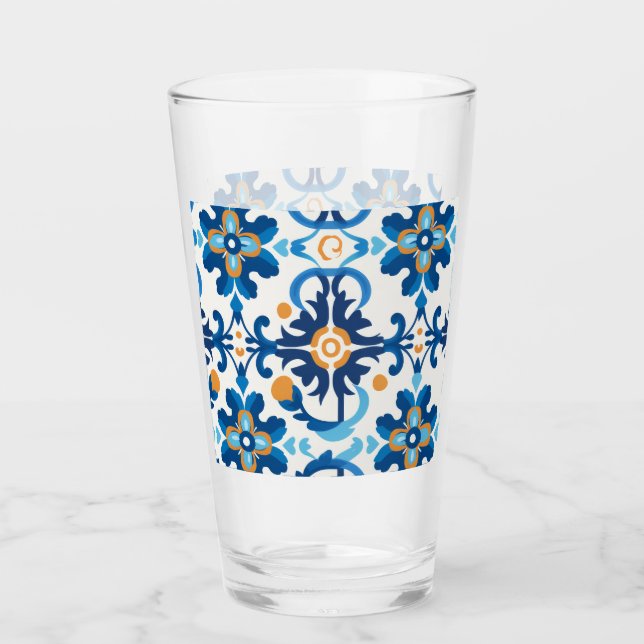 Vattenflaska av belagt glas med blå och brun kontr (Framsida)