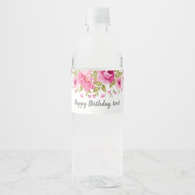vattenflaska ETIKETT - boho-blommigt (Framsida)