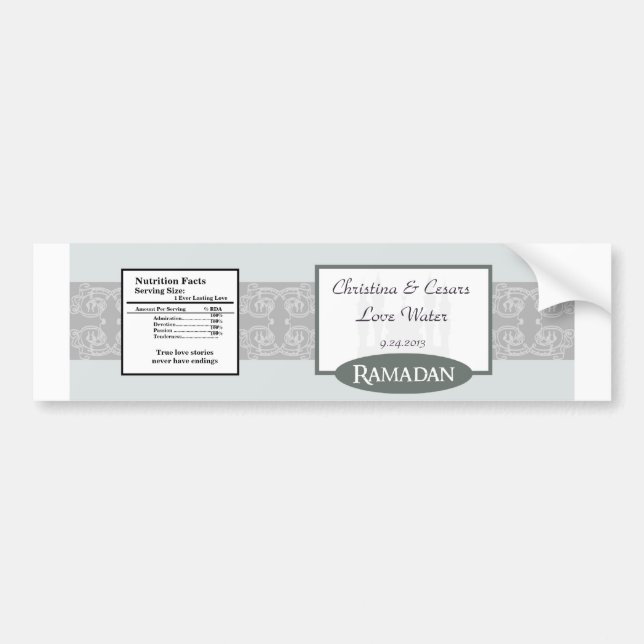 Vattenflaska etikett Soft Blue Islamic Ramadan Blu (Framsidan)