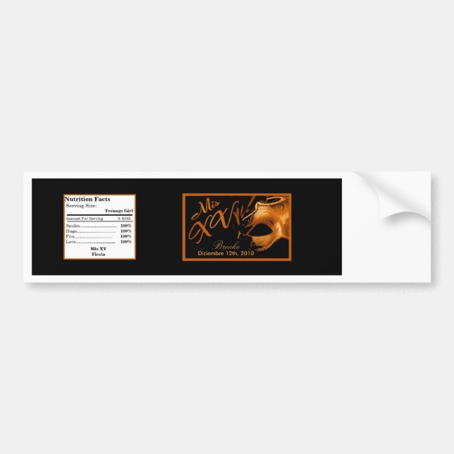 Vattenflaska etikett, svart, Orange XV, svart Bildekal (Framsidan)