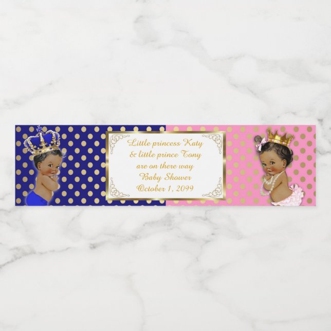 Vattenflaska-etikett,Tvillingbabydusch, blå rosa Vattenflaskor Etikett (Singel etikett)