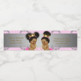 Vattenflaska Etikett twin,babydusch,rosa silver