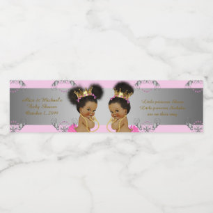 Vattenflaska Etikett twin,babydusch,rosa silver