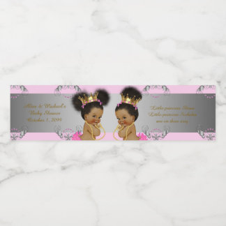 Vattenflaska Etikett twin,babydusch,rosa silver