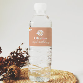 Vattenflaska för Boho Daisy Födelsedagsfest Vattenflaskor Etikett