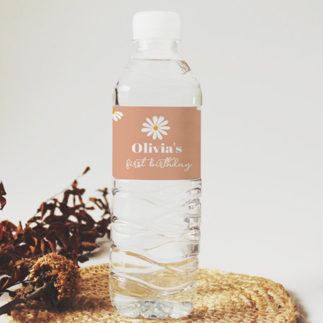 Vattenflaska för Boho Daisy Födelsedagsfest Vattenflaskor Etikett (Skapare uppladdad)
