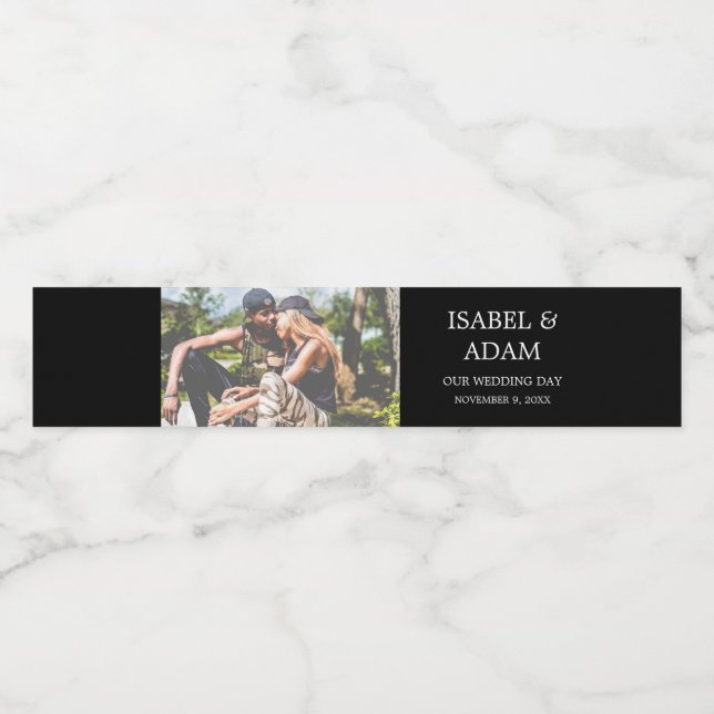 Vattenflaska för bröllop Photo Anpassningsbar- Vattenflaska Etikett (Singel etikett)