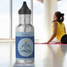 Vattenflaska för Cosmic Blue Yoga Postures Gym Wor