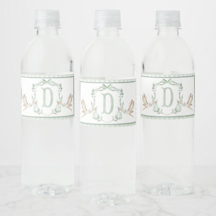 Vattenflaska för grönt Stork Baby Shower Vattenflaskor Etikett