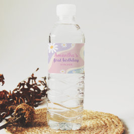 Vattenflaska för Groovy Daisy Födelsedagsfest- Vattenflaskor Etikett