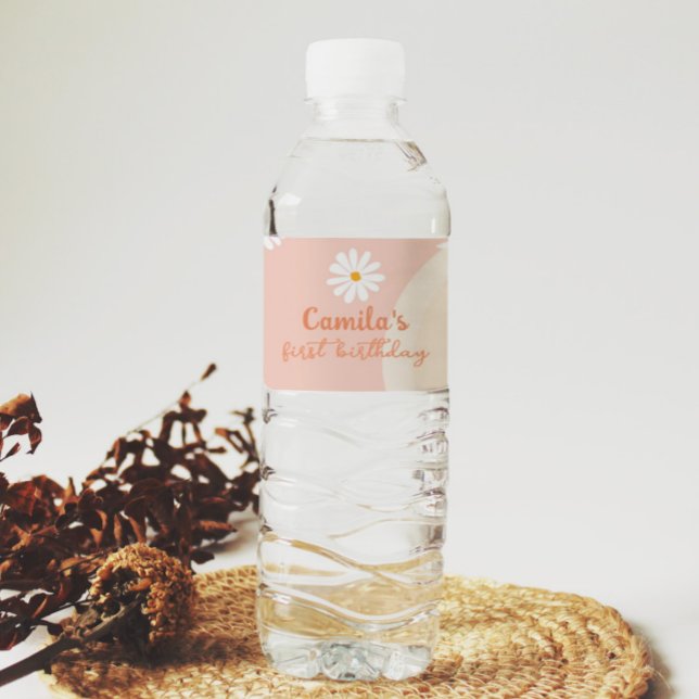 Vattenflaska för Groovy Daisy Födelsedagsfest- Vattenflaskor Etikett (Skapare uppladdad)