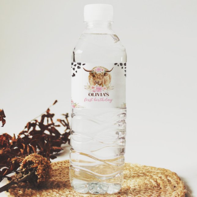 Vattenflaska för höglandskö, Födelsedagsfest,  Vattenflaskor Etikett (Skapare uppladdad)